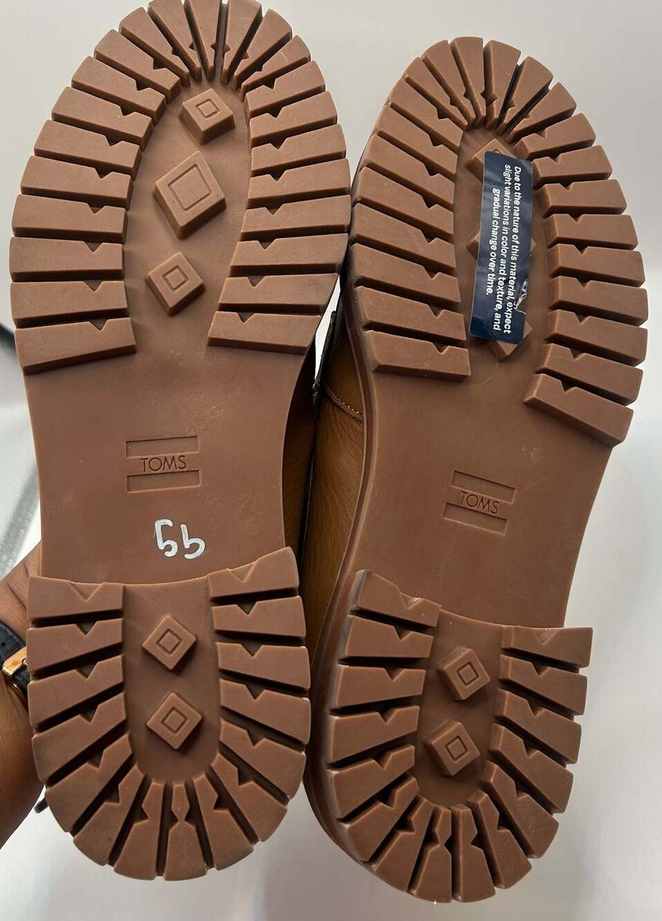 TOMS Monica Lug Sole Leather Penny Loafers in Tan - Picture 4 of 5